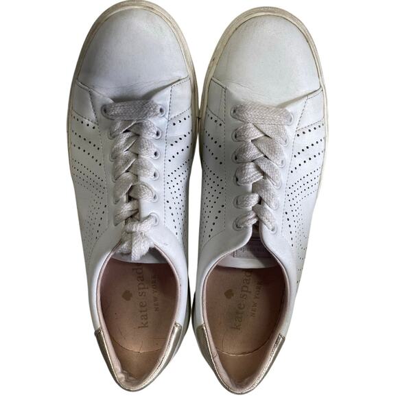 KATE SPADE "Aaron" Women’s Perforated Spade White/Rosegold Leather/Upper, 9.5B - Picture 2 of 9